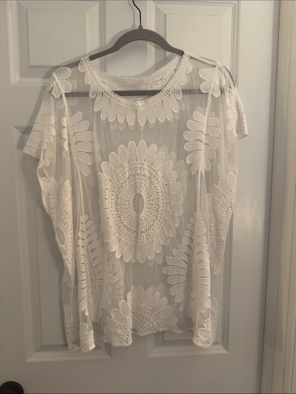 Amazon White Crochet Lace Tunic Top